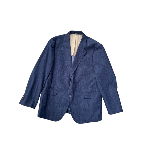Banana Republic Tailored Slim Fit Denim Blazer 46R Indigo‎ Italian Fabric